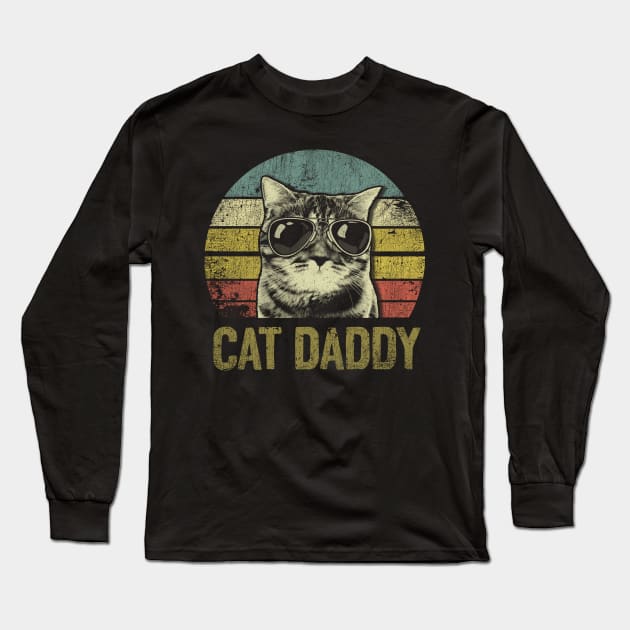 Vintage Cat Daddy Funny Cat Dad Retro Gifts Men Long Sleeve T-Shirt by blacks store